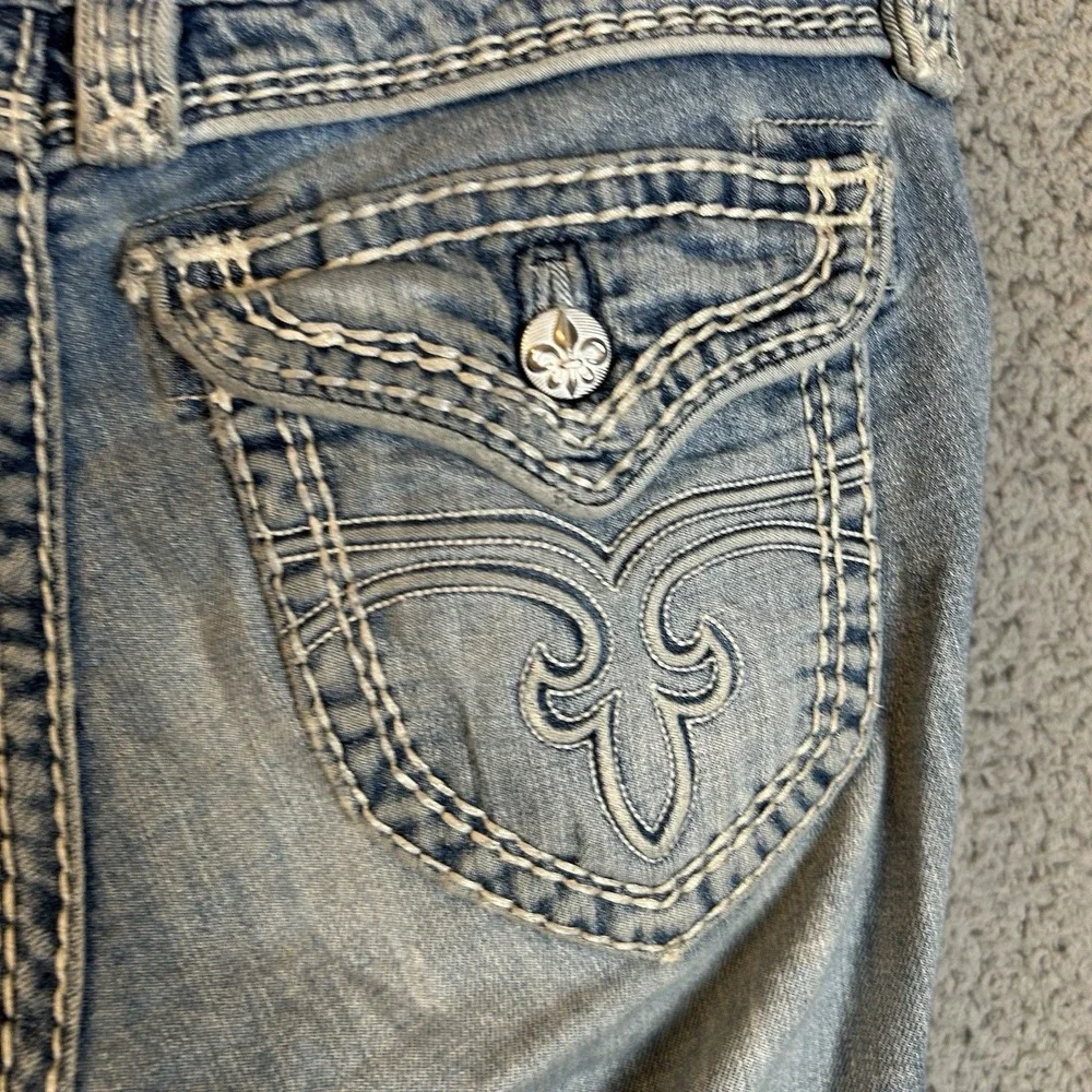 Rock Revival Womens 28 Elizabeth Wide Leg Jeans Cowgirl Rodeo (Missing Button)